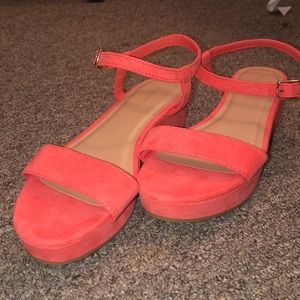 peach platform sandals